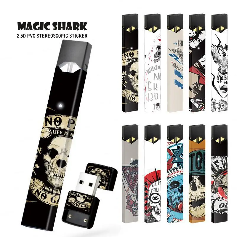 Magic Shark 2019 Cool Punk Skull Black Skin Sticker for Juul Case Cover Film E Cigarette 20 Colors | Мобильные телефоны и