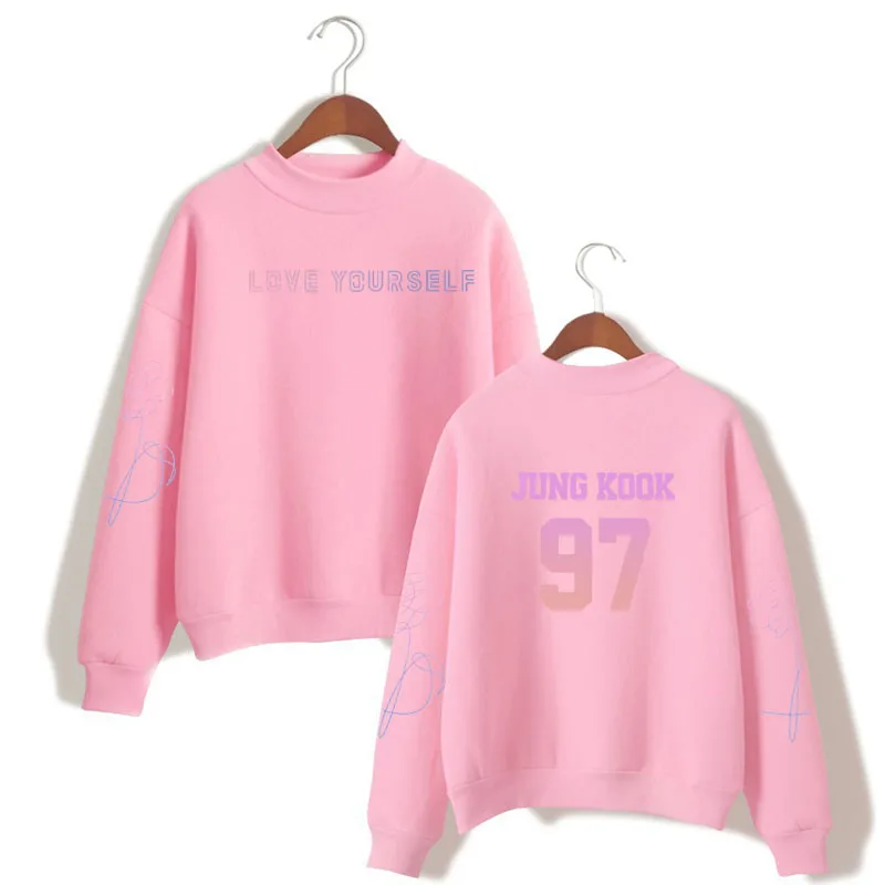 Love Yourself kpop suga93 толстовки Верхняя одежда хип-хоп jungkook водолазка новая DNA K-pop одежда harajuku kpop bangtan - Цвет: jungkook 97 pink