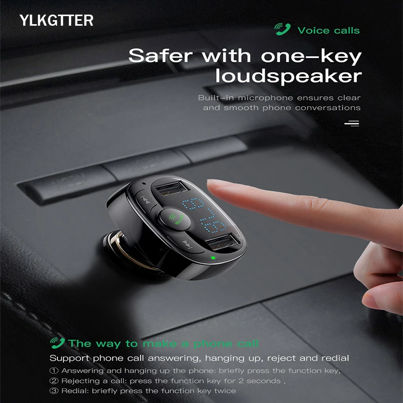YLKGTTER T Форма радио Функция автомобильное зарядное устройство для iphone X/11 iphone 6/5s/6p huawei Mate30 Led экранный высокий ток мини-зарядное устройство