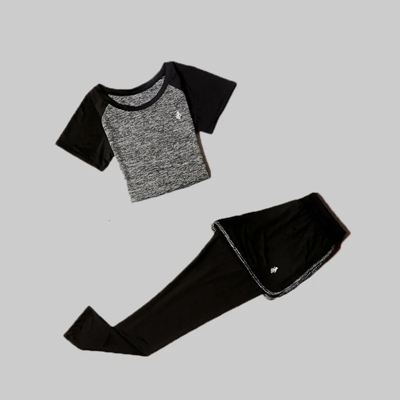2sAnd s of gray Комплект из 5 предметов для йоги, для женщин, для бега, фитнеса, футболка, спортивный бюстгальтер, одежда для фитнеса, женский тренировочный комплект, спортивный костюм - Цвет: 2sAnd s of gray