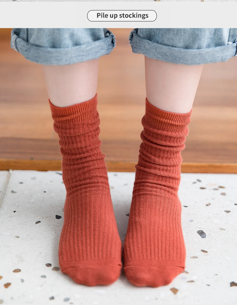 Хлопковые женские носки толстые высокие носки в японском стиле Новинка kawaii дышащие повседневные тонкие длинные носки лето осень 1 пара