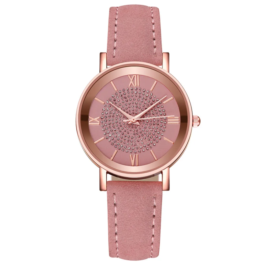 

Women Watch Fashion Leather With Diamond Bracelets For Women Clock Ladies Watches Casual Fashion Noble Elegant Relogio Feminino