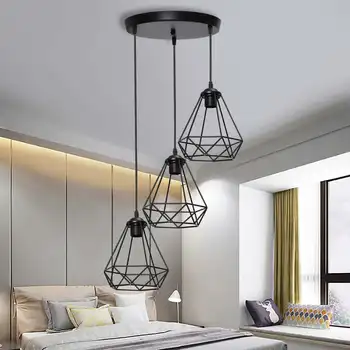 

LED black Pendant Lamps Retro Industrial Iron Hanging Pendant Lights E27 for Living Room Bedroom Vintage Mount Ceiling Light