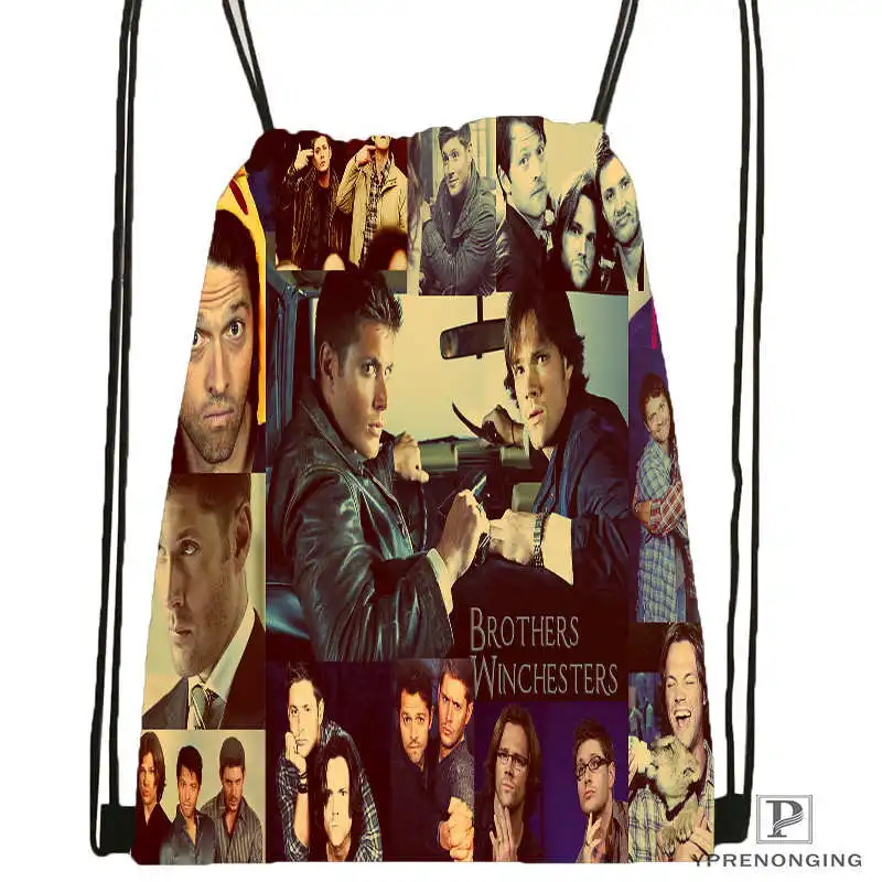 Drawstring Backpack Пользовательские сверхъестественная ТВ походная сумка на шнурке милый рюкзак для детей(черная спина) 31x40 см#180531-02-48 - Цвет: Drawstring Backpack