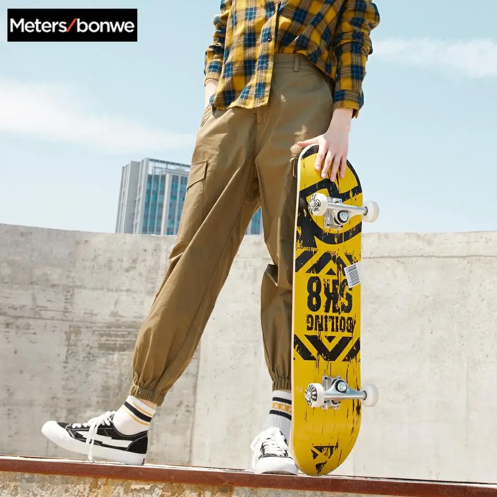 

Metersbonwe 2020 New Spring Casual Overalls Pants For Women Trousers Fashion Handsome student Loose Beam feet cargo pants