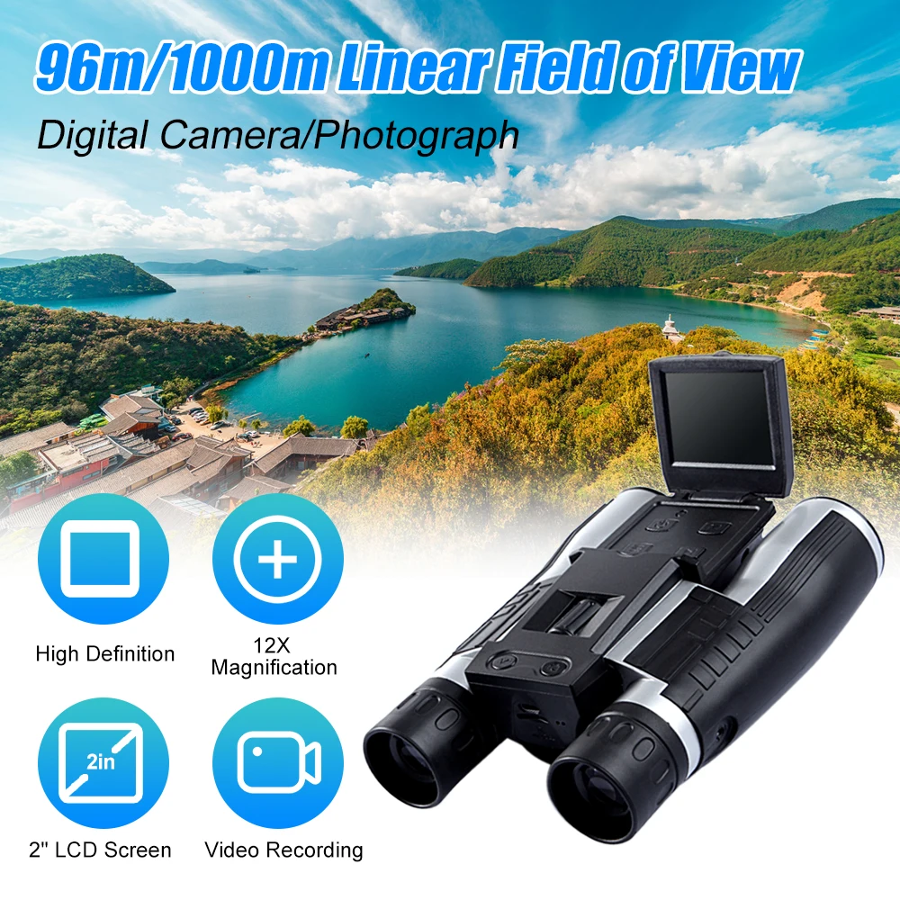 

Digital Camera Binoculars 12x32 Outdoor High Definition Telescope Video Recording Binoculars with 2" LCD Display