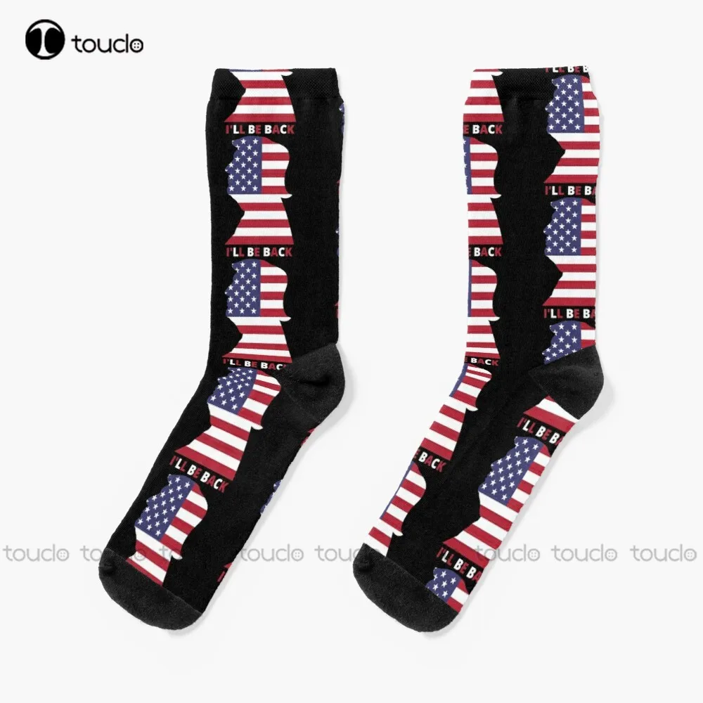 

I'Ll Be Back Trump-Trump Lovers Socks Thin Socks Men Personalized Custom Unisex Adult Teen Youth Socks 360° Digital Print
