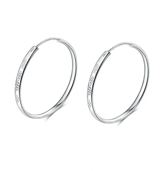 

S925 Sterling Silver Earrings Simple Fashion Wild Temperament Female Exaggerated Glossy Circle Earrings