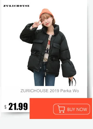 ZURICHOUSE зимняя куртка женская короткая теплая парка с капюшоном модная куртка с длинным рукавом в стиле Харадзюку