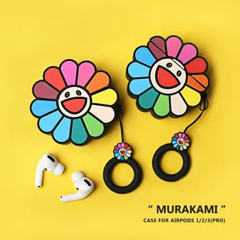 

Murakami Takashi KaiKai KiKi Silicone soft Case For Apple Airpods 1 2 pro Colorful Sun Flowers fashion popular protective Cover