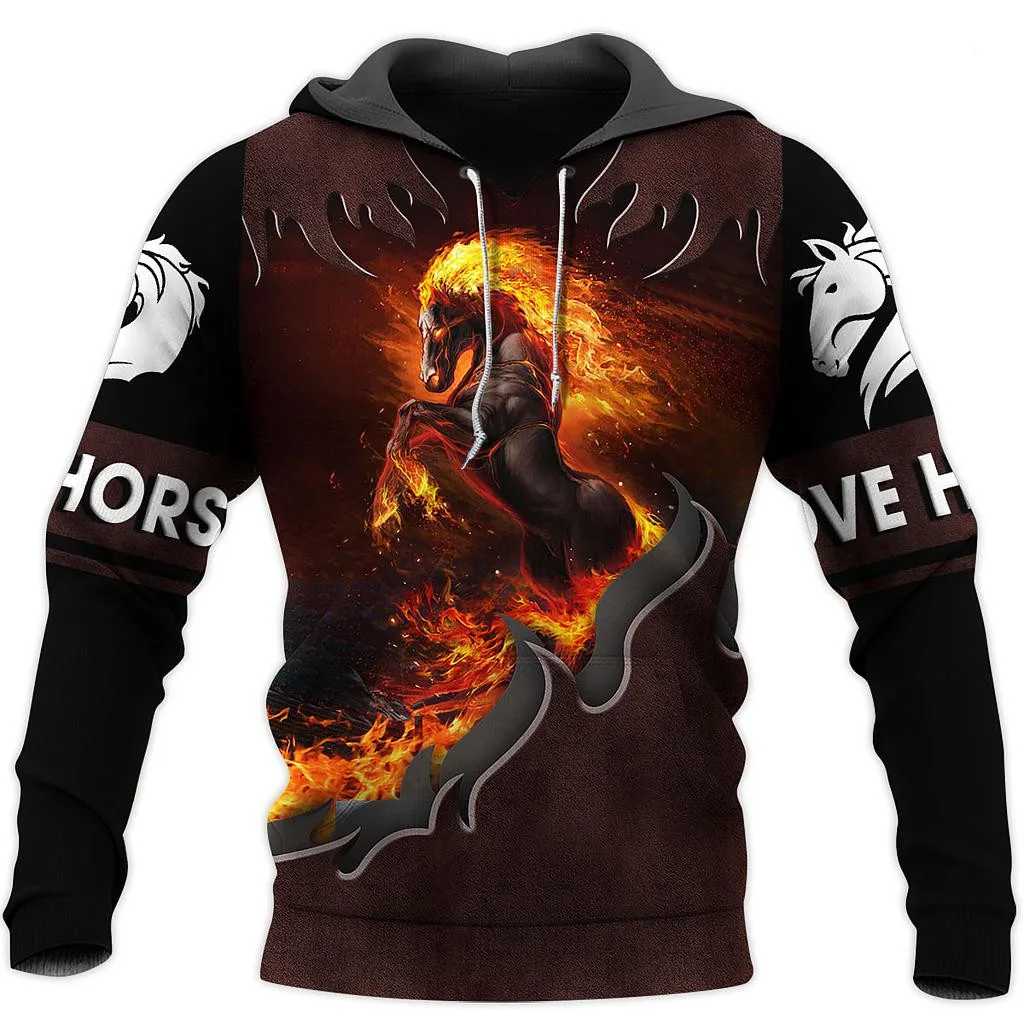 New Fashion 3D All Over Printed Love Horse Sweatshirt Unisex Hip Hop Casual Pullover Tops