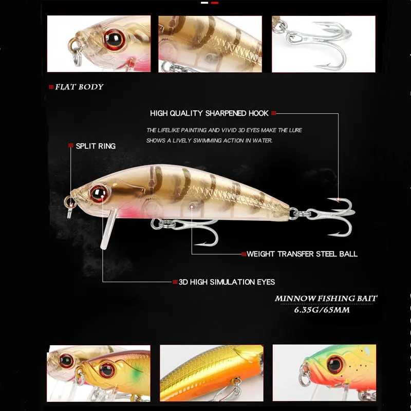New Fishing Lure 2020 Floating Minnow Lure 6.8cm 6.7g Wobblers Crankbait Diving Depth 0.3m-1m Artificial Bait Goods For Fishing