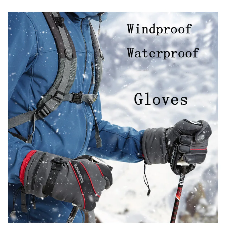 Перчатки для катания на лыжах, сноуборде, мотоциклах, пеших прогулок, зимние теплые перчатки, ветрозащитные, водонепроницаемые, унисекс, зимние перчатки