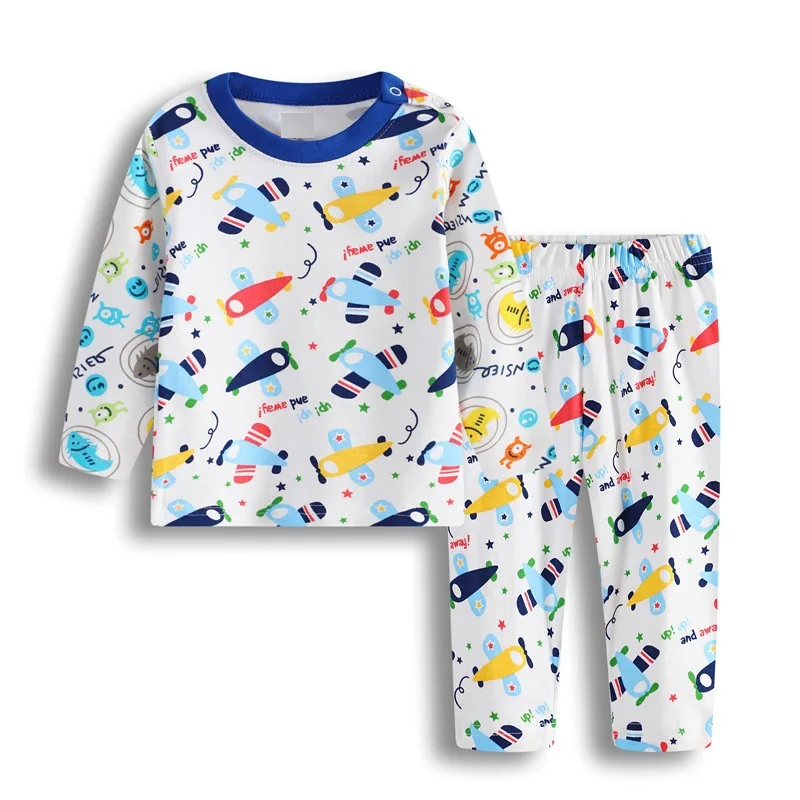 Infant Bebe Pyjamas Newborn Boys Girls Sleepwear Cartoon Pajamas Suits Baby Nightwear Cotton Pants Long Sleeve Tee Clothing Sets