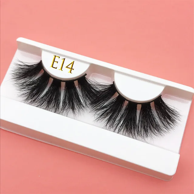 25mm E06 MIKIWI 100% handmade natural  thick  Eye lashes wispy makeup extention tools 3D mink hair volume soft false  eyelashes E14 with tray