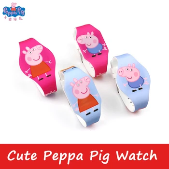 

Hot Style Peppa Pig Cartoon Figure Watch Toy Child Electronic LED Luminous Watch PVC Material Strap Student Birthday Gift