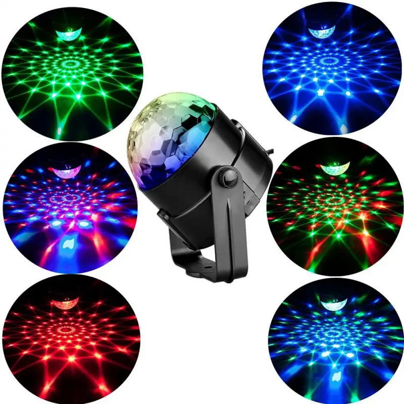 7 цветов, диджейский стробоскоп, светодиодный диско-шар, 3 Вт, контроль звука, лазерный проектор, RGB, сценический светильник, светильник, музыка, Рождественская вечеринка, танцевальный Декор