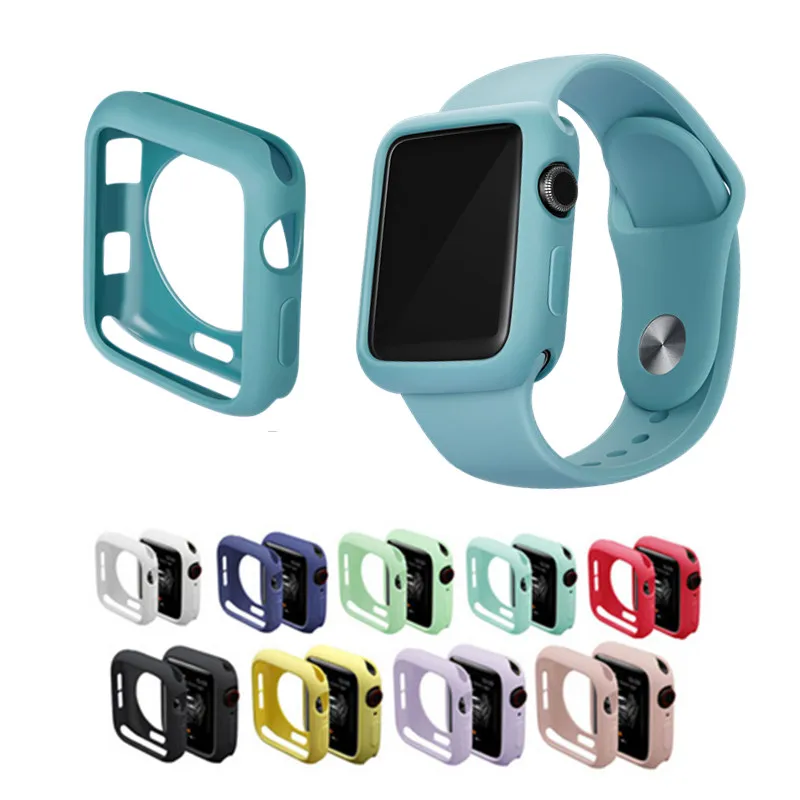 Мягкий резиновый защитный чехол для Apple Watch 40 мм 44 38 42 ТПУ карамельного цвета iWatch
