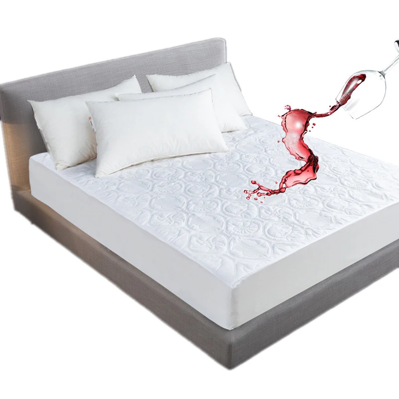White Solid Color Quilted Embossed Waterproof Mattress Protector Fitted Sheet Style Cover for Mattress Thick Soft