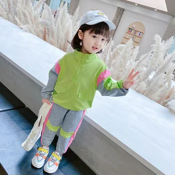 

Children's wear girls suit 2020 new spring and autumn Korean version sports leisure foreign style girl's two piece set 1-85