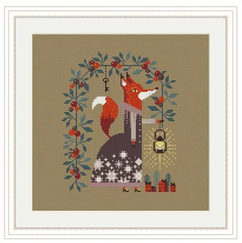 

Needlework 14CT Cross Stitch, DIY Count Cross Stitch, Embroidery Set, The fox carrying the lantern