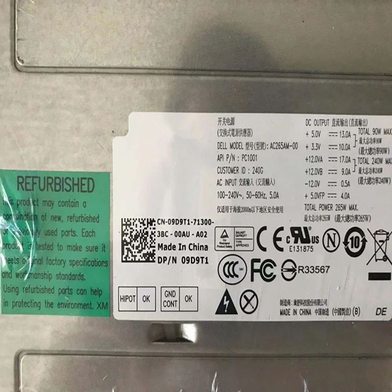 Original PSU For Dell Inspiron 620 660 3847 265W Power Supply L265AM00