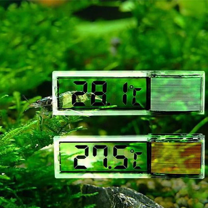 Пластиковый металлический 3D ЖК-Электронный Прозрачный цифровой термометр для аквариума, темп-метр для аквариума, Электронный температурный датчик незащищенного глаза