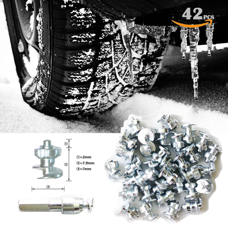 

42pcs Spikes Tyre for Bicycle Shoes Boots Motorbik car snow studs for fatbike Screw in Tire Stud Fishing Goujons a Vis