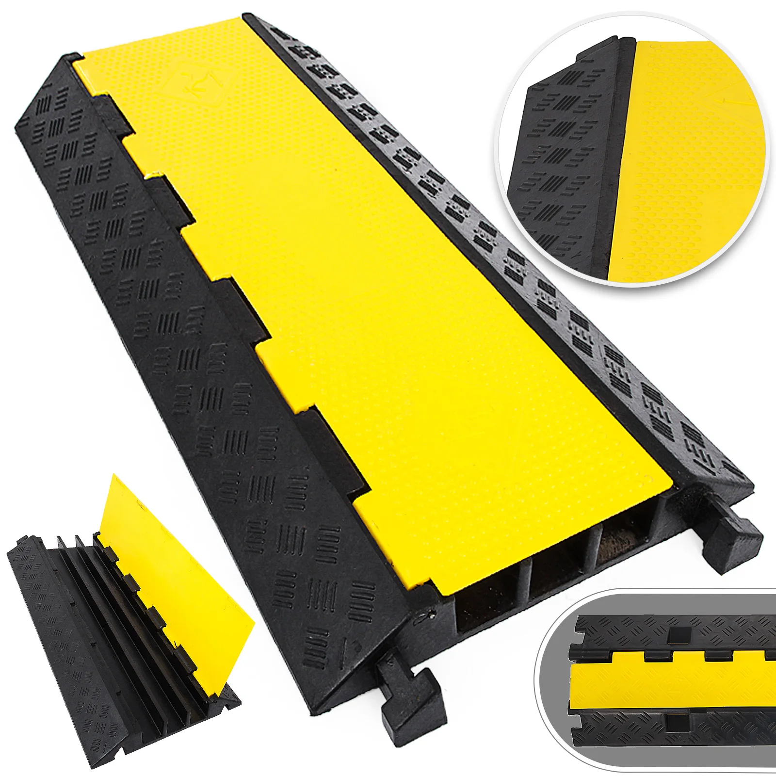 Nice 3-Channel Rubber Cable Protector Ramp 2 x 2.3 Inch Channel Heavy Duty Cable Wire Cord Cover Ramp Speed Bump