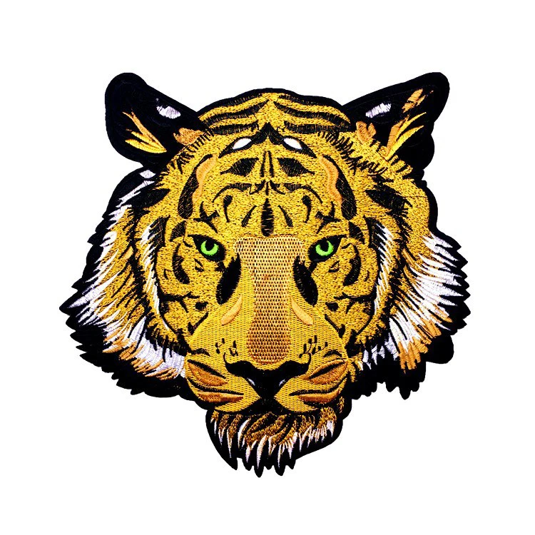 25*25cm big yellow tiger head embroidery patch applique with adhesive for clothes jacket T-shirt decoration DIY | Дом и сад