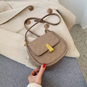 

Bags for women Women's bags Stone pattern bag women's bag 2019 Korean fashion Single Shoulder Messenger Bag retro saddle bag