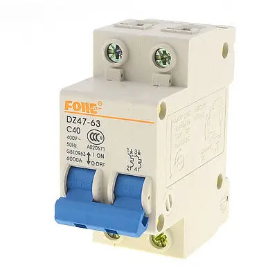 

AC 400V 40A 2P Plastic Housing Short Circuit Breaker Protector DZ47-63