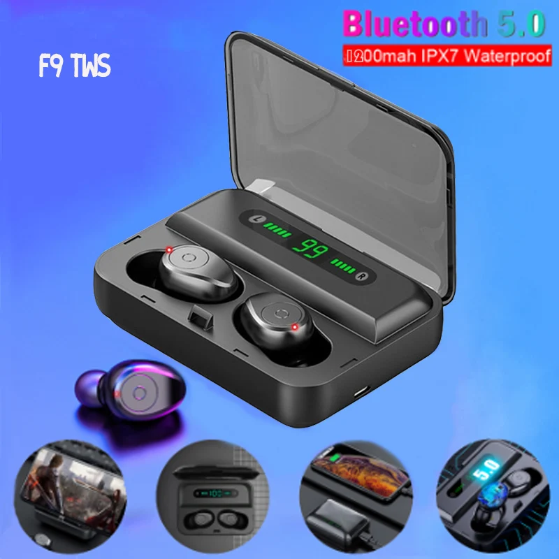 Ottwn F9 TWS Bluetooth earphone 5 0 Sport Headset Wireless Earbuds with Mic HD Call IPX7 waterproof Headset For iphone 11 Xiaomi