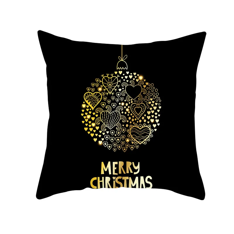 Christmas Decorations for Home Gold Black Snowflake Elk Cushion Cover Navidad Xmas Ornaments New Year Christmas Gift