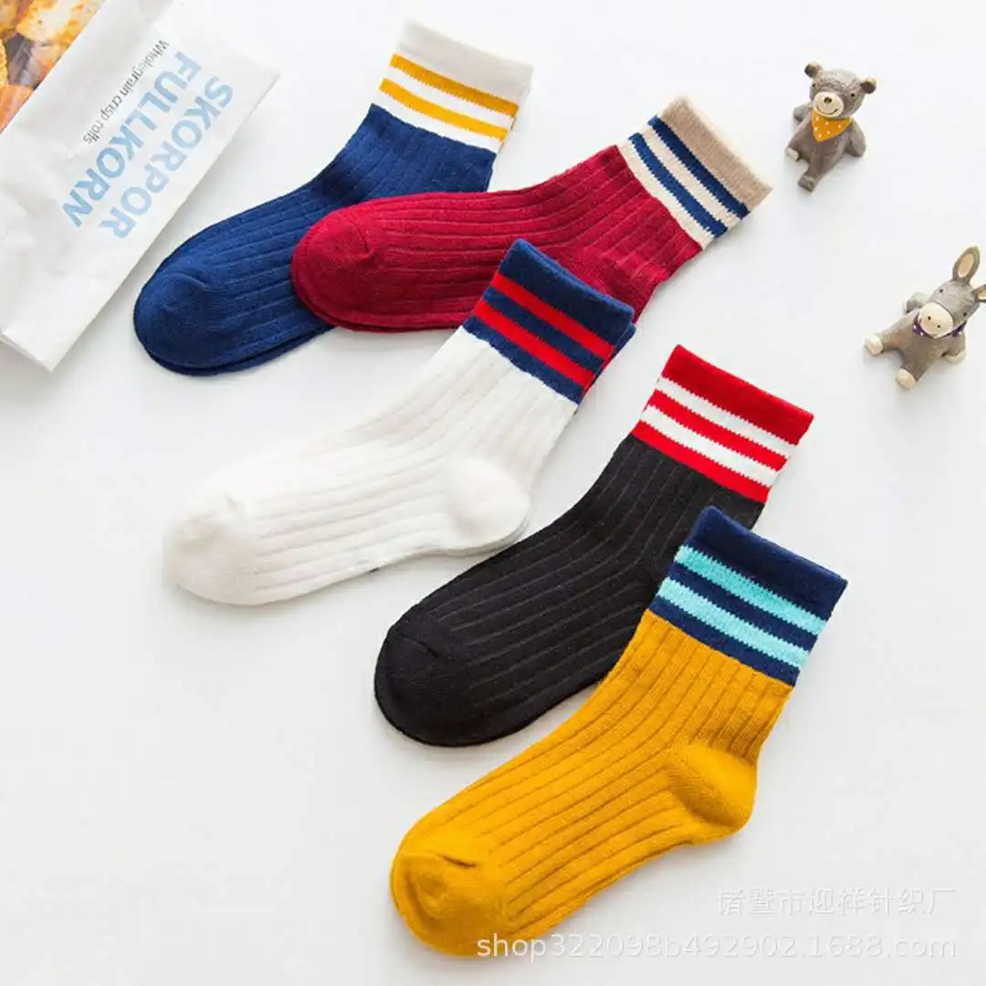 

2019 Autumn And Winter New Style Cute CHILDREN'S Cotton Socks Parallel Bars Mixed Colors Fashion CHILDREN'S Socks