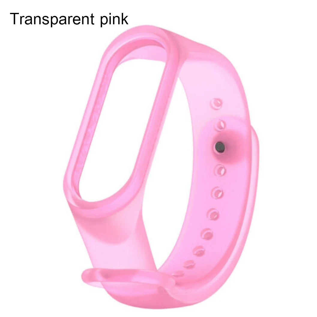 Transparent Pink Xiaomi Mi ремешок 4, 3, сменный ремешок на запястье, браслеты, силиконовый ремешок для часов для Xiaomi Mi, ремешок на запястье - Цвет ремешка: Transparent Pink