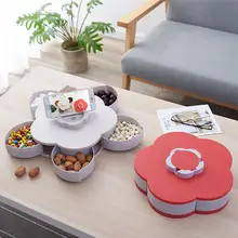 Коробка для конфет в форме цветка, для закусок и еды, вращающийся чехол для сухофруктов, контейнер для закусок и орехов, вращающаяся тарелка для фруктов, настольный органайзер для дома