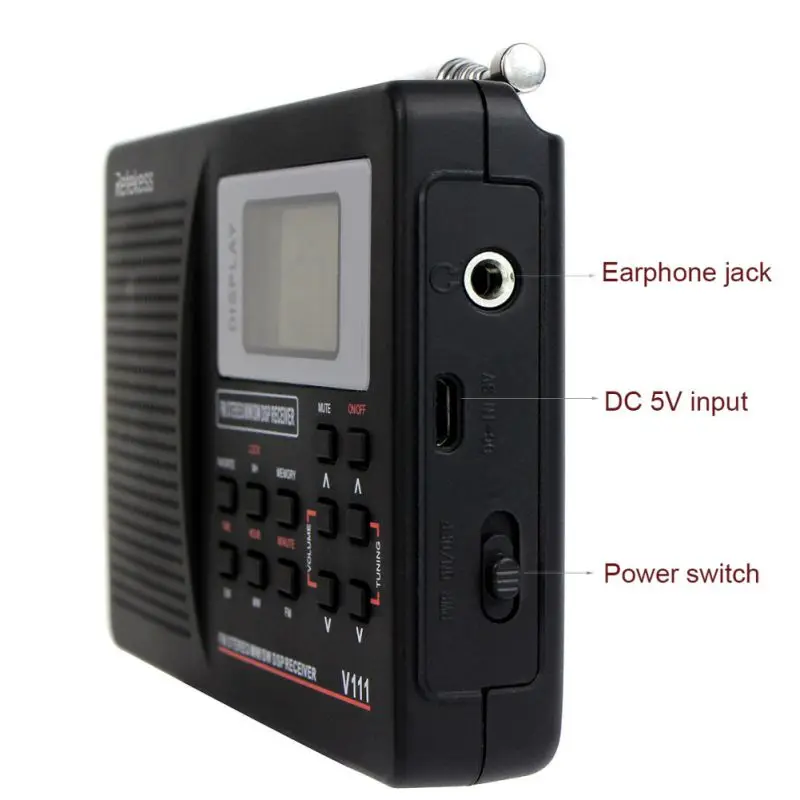 Открытый Портативный полный диапазон FM/SW радио, персональный карманный светодиодный с подсветкой стерео радио с наушником