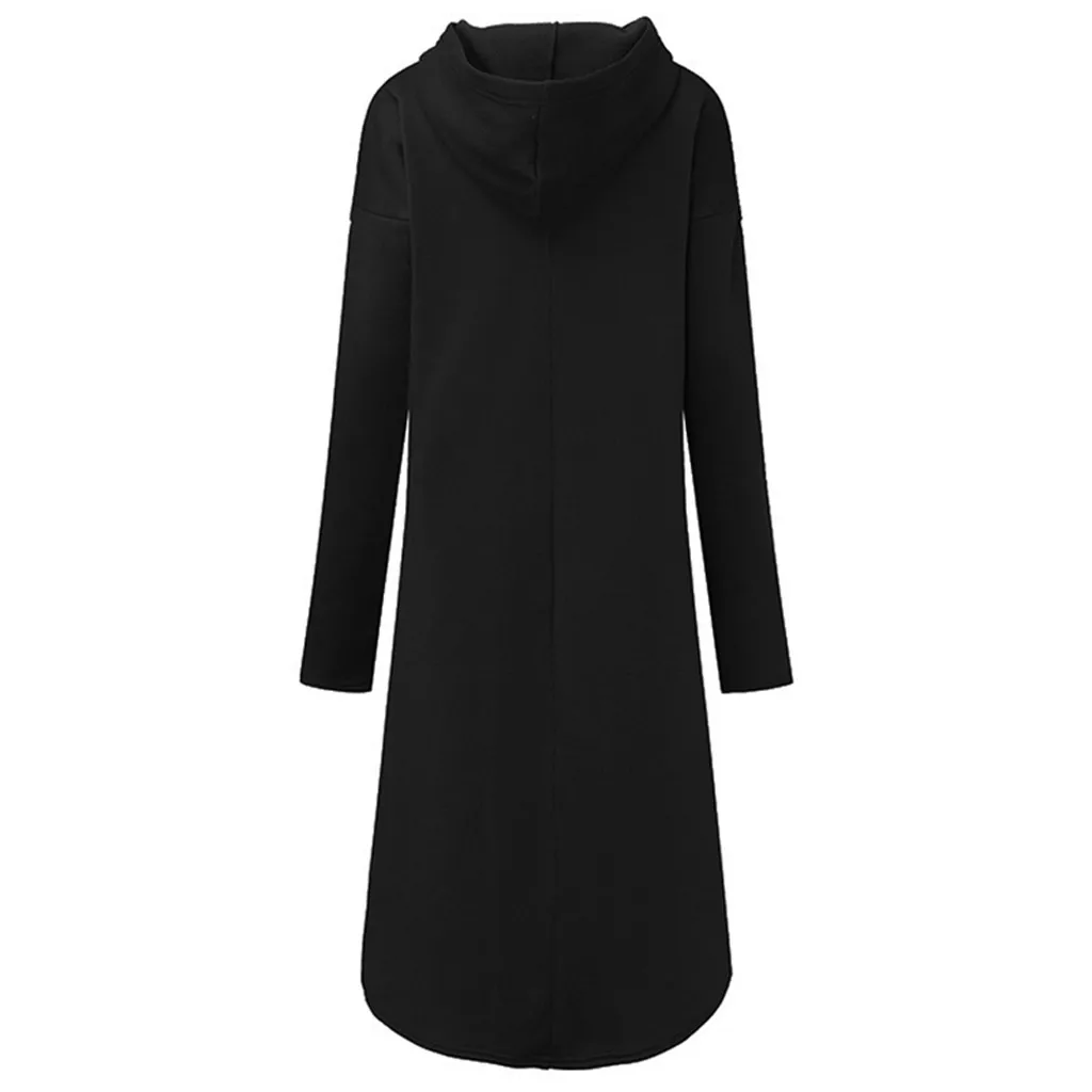 Платье женское однотонное платье с длинным рукавом теплая зимняя модная повседневная толстовка с капюшоном платье пуловер Топ Блузка Z4