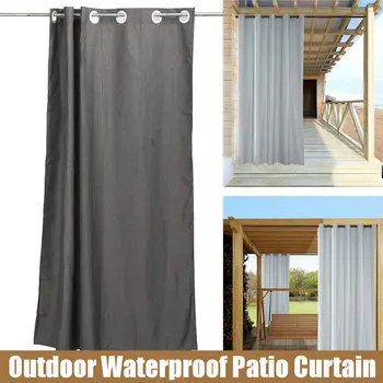 

Outdoor Curtain Drape Blackout Light Blocking Fade Resistant with Grommet Rust-Proof for Porch Beach Patio Linen Hanging Curtain