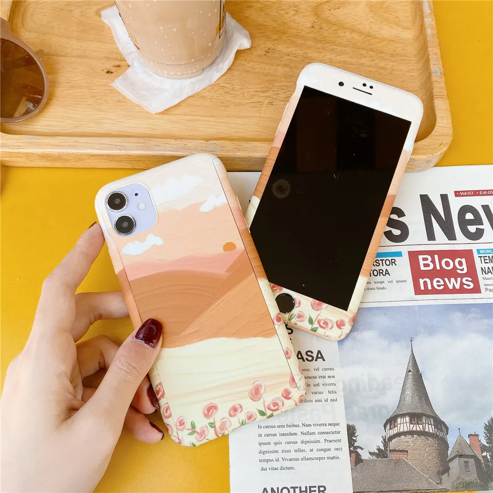 Чехол для iPhone 11 Pro XS Max SE 360 XR X 6 6S 7 8 Plus жесткий тонкий пластиковый чехол с рисунком