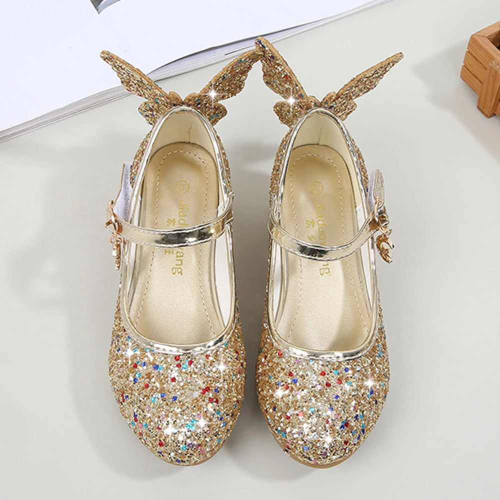 KIDS Fashion Girls Sparkly Dress Shoes,Adorable Kids Party Heels Pumps,Glitter Princess Mary Jane Shoes