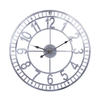 

24 Inches 60cm Wrought Iron Arabic Numerals Silent Wall Clock Hollow Hanging Clock For Home Decor - Retro Silver/Golden/Black
