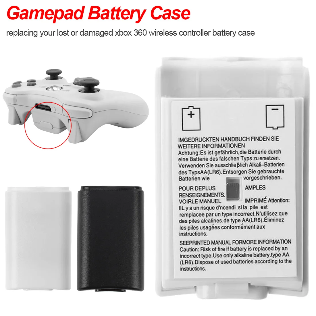 

Game Battery Case For Xbox 360 Battery Case Wireless Controller Rechargeable Battery Cover With Sticker Accessories