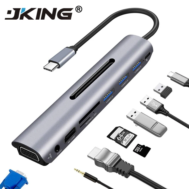 Адаптер с разъемом типа C в HDMI 4 K USB 3 1 VGA 60 Гц конвертер для Macbook huawei p20 PD зарядка SD