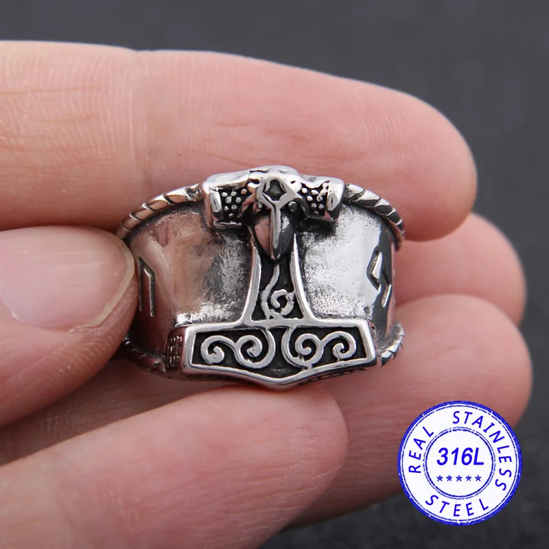 

Dropshiping new style 316L Stainless steel Adjust size Viking Raven Ring for men gift