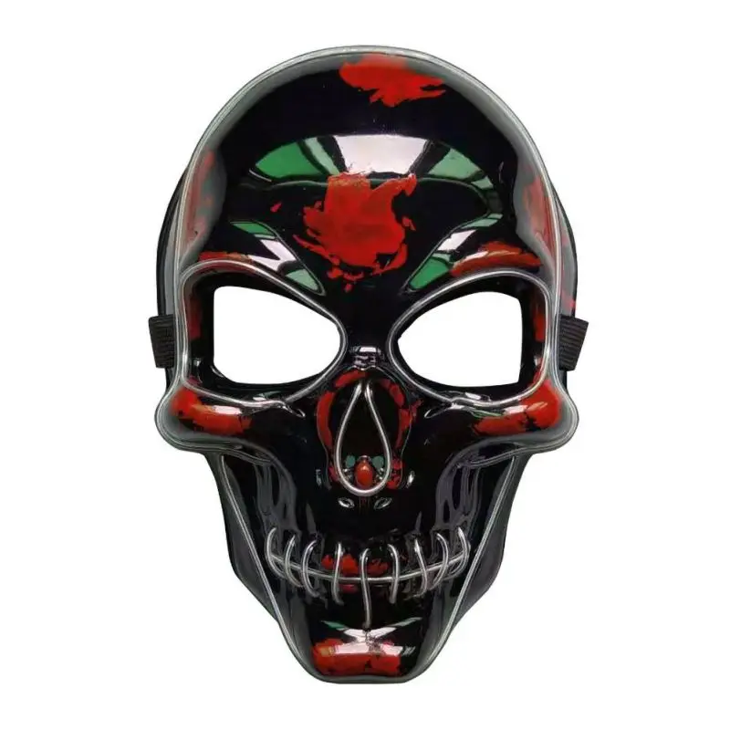 Halloween Skeleton Mask LED Illuminated Scary EL-Wire Mask Light Up Festival Cosplay Costume Supplies Party Mask Glowing Props