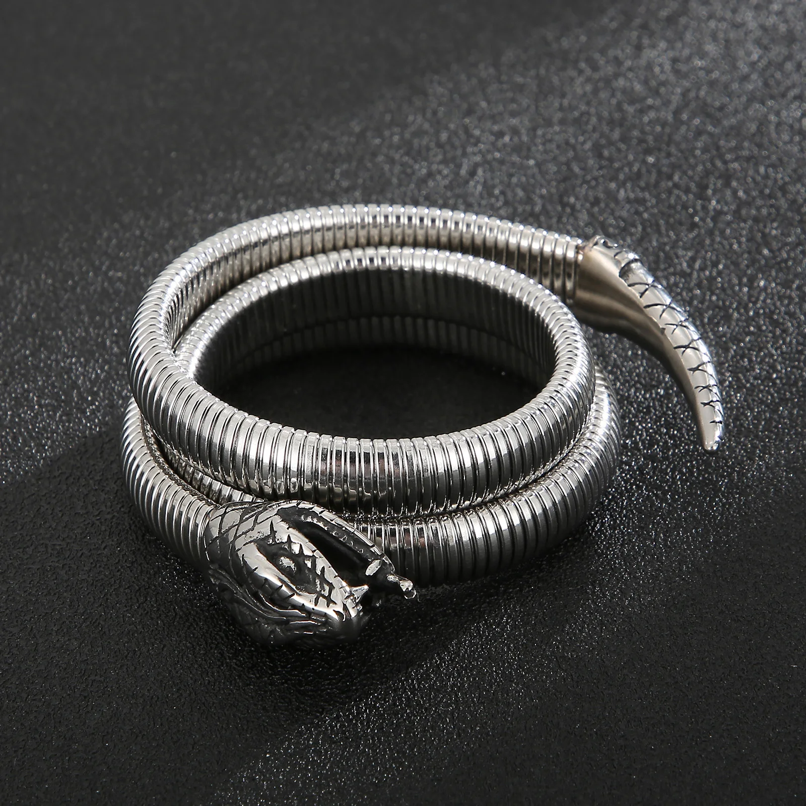 Fongten Snake Chain Men Bracelets Stainless Steel Animal Male Bracelet Bangle Gothic Silver Color Jewelry