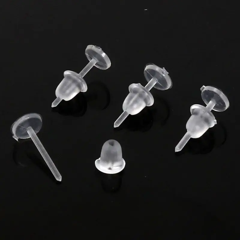 100pcs Invisible Plastic Earrings Blank Pins Stud Tiny Head Earring