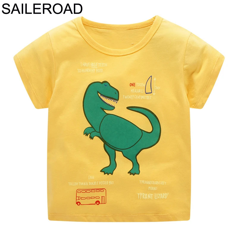 SAILEROAD Динозавры Мальчики Футболки для детской одежды Животные Аппликация Детские топы Тис Хлопок Детские футболки Летние рубашки